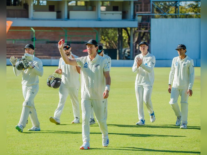 Matt Henry claims 6-39 as New Zealand bundle out Zimbabwe for 149; Conway scores fifty as the visitors make a strong start on the opening day of the first Test at Queens Sports Club in Bulawayo, Zimbabwe, on Wednesday. Photo credit: BlackCaps/X