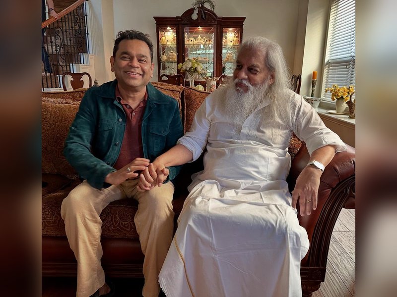 A R Rahman calls on K J Yesudas in Dallas (Photo Credit: A R Rahman Instagram)