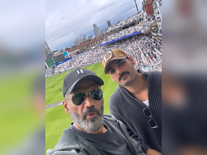 KL Rahul’s in-laws, Suniel Shetty, Ahan Shetty celebrate team India’s win straight from Oval stadium