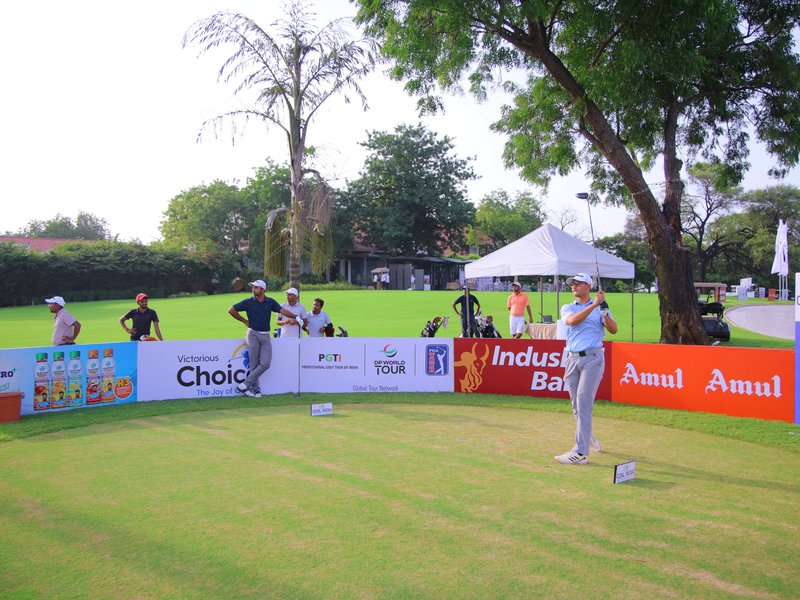 Amardeep Malik, Anshul Kabthiyal, Angad Cheema and Karandeep Kochhar share lead after Day 1 of Coal India Open 2025 golf tournament at the Kensville Golf & Country Club in Ahmedabad on Tuesday. Photo credit: PGTI