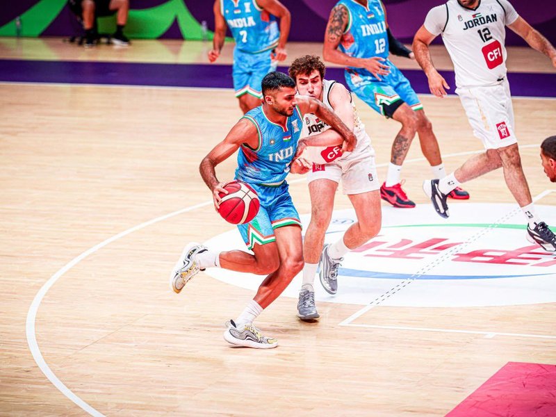 Valiant India push Jordan to the brink in FIBA Asia Cup opener at the King Abdullah Sports City in Jeddah, Saudi Arabia on Tuesday. Photo credit: BFI_Basketball/X