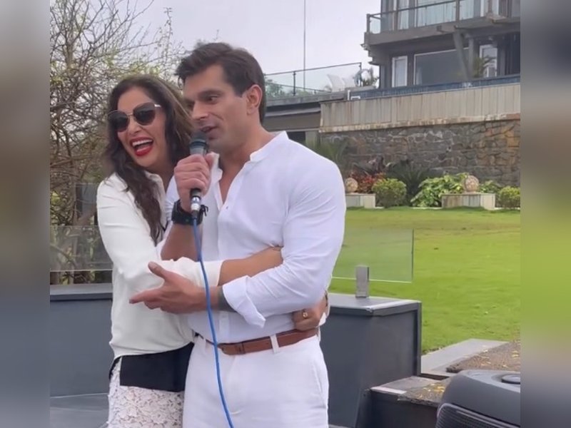Bipasha Basu hugs hubby Karan as he channels his inner Elvis Presley 