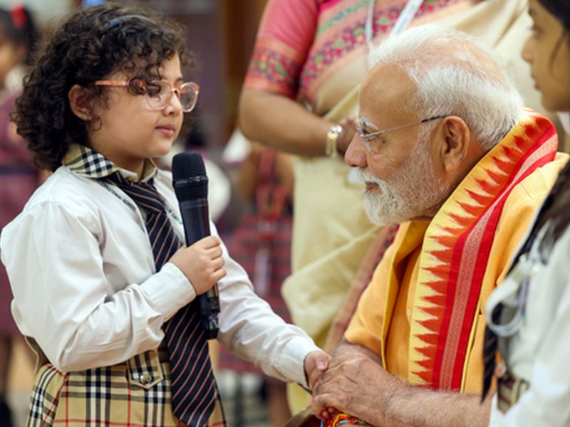 PM Modi celebrates Raksha Bandhan at 7LKM, children & Brahma Kumaris tie rakhi to him