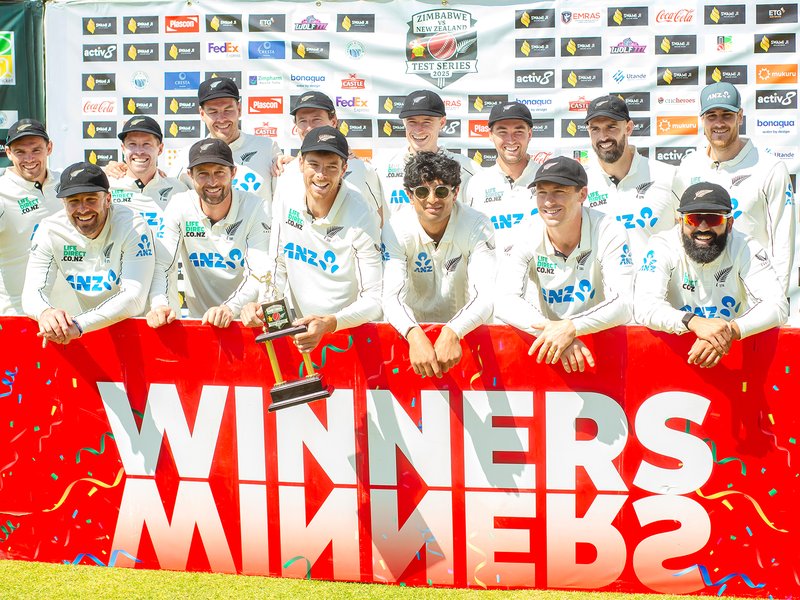 Can't really complain about anything from this game, says Santner after Test series win over Zimbabwe in Bulawayo on Saturday. Photo credit: BLACKCAPS/X