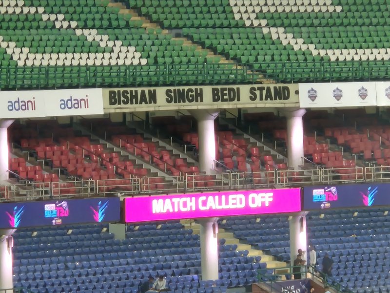 Two matches abandoned as rain plays spoilsport, leading to wash out of Match 14 and 15 in Season 2 of the Delhi Premier League (DPL) 2025 at  at the Arun Jaitley Stadium in New Delhi on Saturday. Photo credit: DDCA