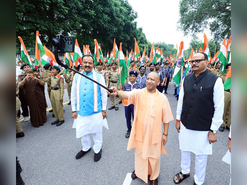 Tiranga Yatra: Lucknow streets resonate with patriotism as citizens march with Tricolour; CM Yogi clicks selfies