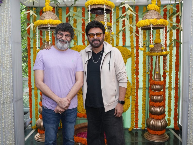 Trivikram joins hands with actor Venkatesh for his next; film goes on floors with grand pooja ceremony