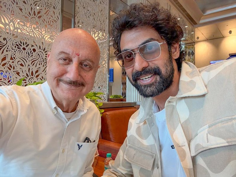 Anupam Kher bumps into his 'Baby' co-star Rana Daggubati at the airport