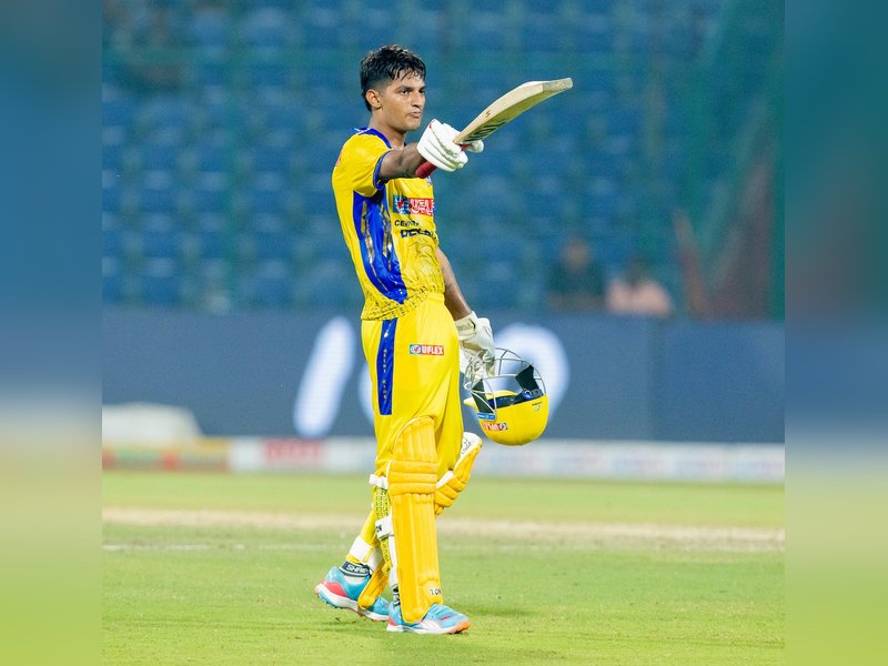 Yash Dhull’s sensational century leads Central Delhi Kings to 15-run win over North Delhi Strikers in a Season 2 match of the Delhi Premier League (DPL)  at the Arjun Jaitley Stadium in New Delhi on Saturday. Photo credit: DPL.