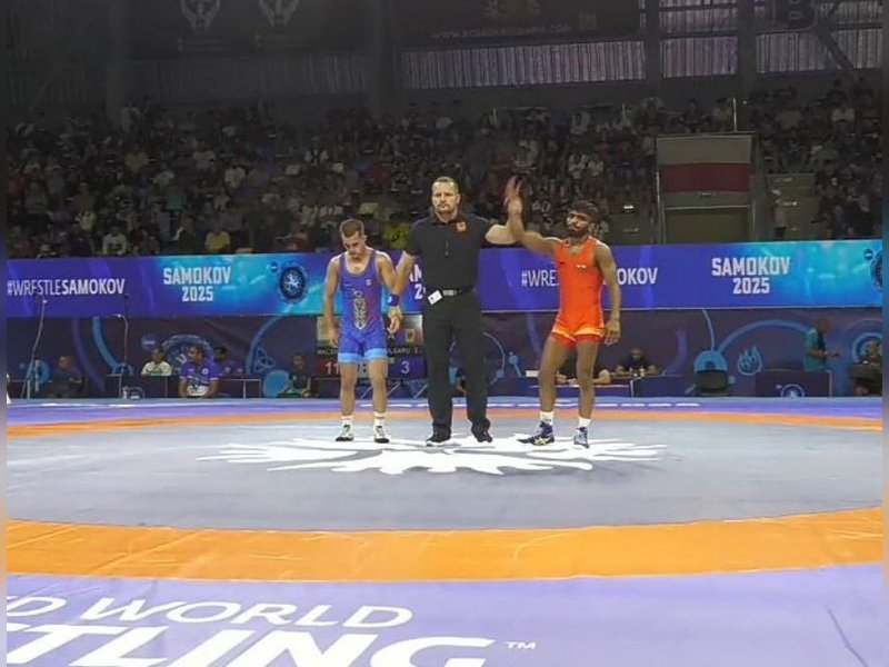 Sumit Malik storms into U20 World Wrestling Championships final in Samokov (Bulgaria) on Monday. Photo credit: UWW/X