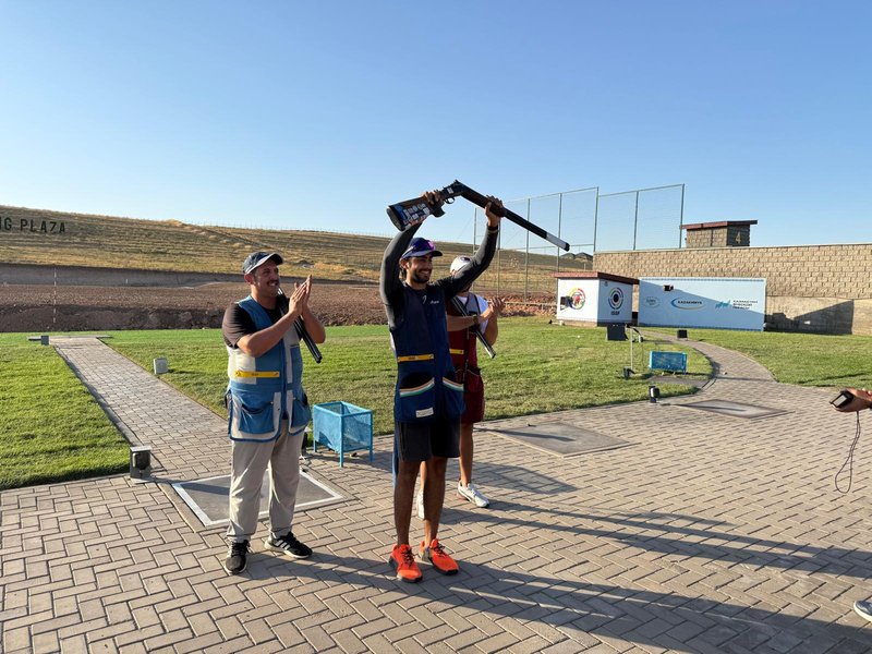 Anant Jeet Singh Naruka nails men’s skeet gold as India soars to top of medal tally in the 16th Asian Shooting Championship in Shymkent, Kazakhstan, on Wednesday. Photo credit: NRAI