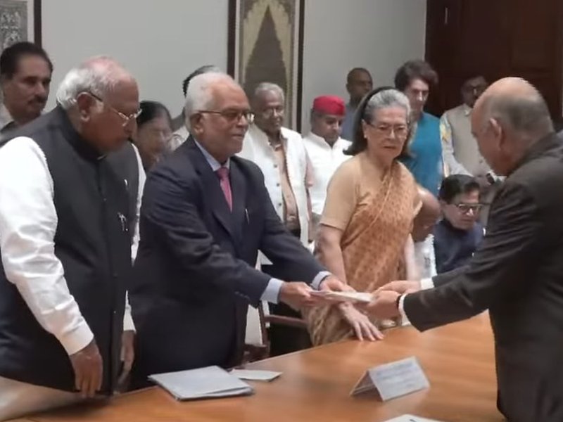 Oppn VP candidate Sudershan Reddy files nomination, top INDIA bloc leaders in attendance