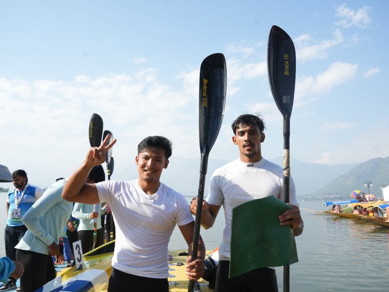 Madhya Pradesh clinch all four golds on Day 2 of Khelo India Water Sports Festival 2025 at the Dal Lake in Srinagar on Friday. Photo credit: SAI Media 