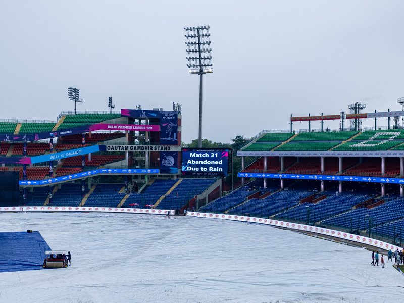 DPL 2025 double-header washed out due to rain at Arun Jaitley Stadium in New Delhi on Saturday. Photo credit: DPL