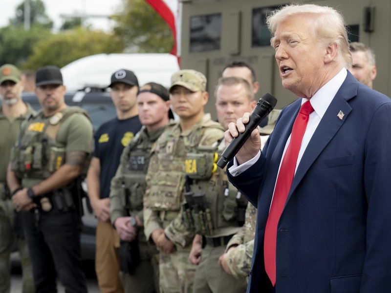 US President Donald Trump speaks to the National Guard troops and federal law enforcement personnel deployed in Washington on August 21, 2025. (Photo: Department of Homeland Security)