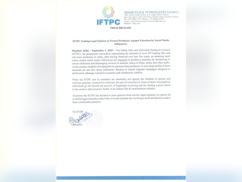 IFTPC raises concern against extortion by the social media influencers, seek legal opinion