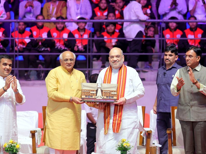 Amit Shah dedicates Veer Savarkar Sports Complex to the nation (Credit: Bhupendra Patel/X)