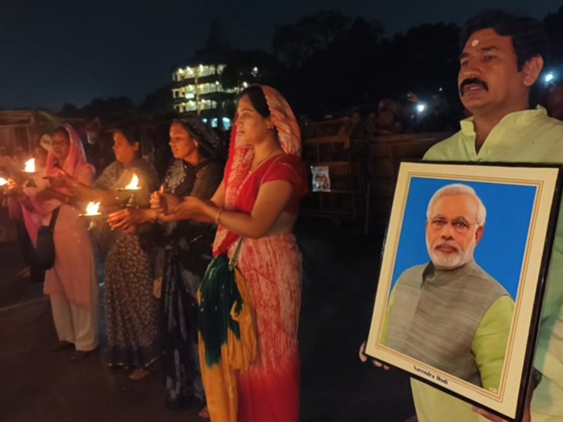 Devotees perform Ganga aarti in Prayagraj for PM Modi’s long life on the eve of his 75th birthday