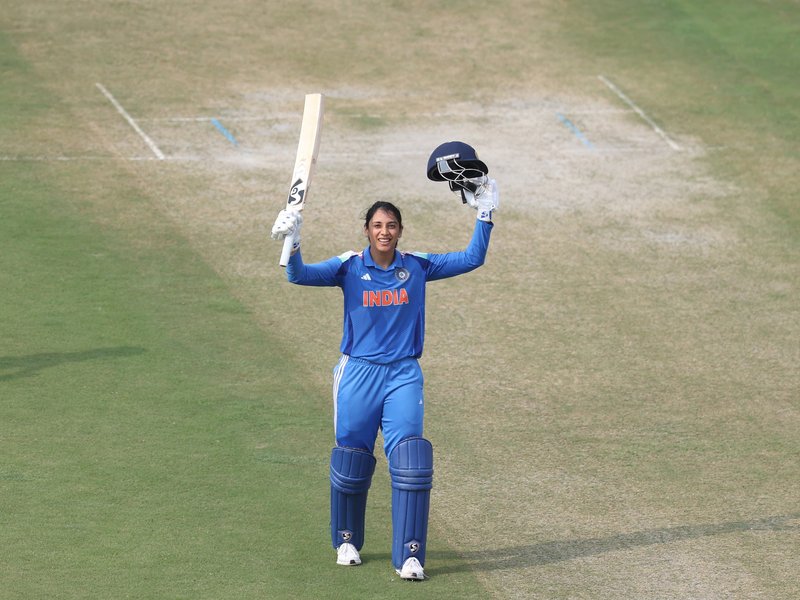 Smriti Mandhana finally relieved to have a century in a winning cause against Australia in the second ODI in New Chandigarh on Wednesday. Photo credit: BCCI Women/X