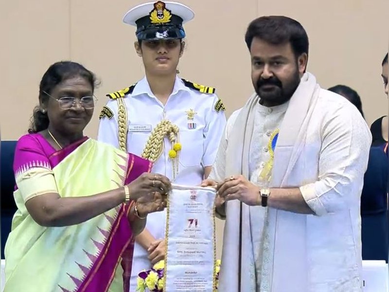 71st National Awards: President Droupadi Murmu confers Dadasaheb Phalke Award to Mohanlal	