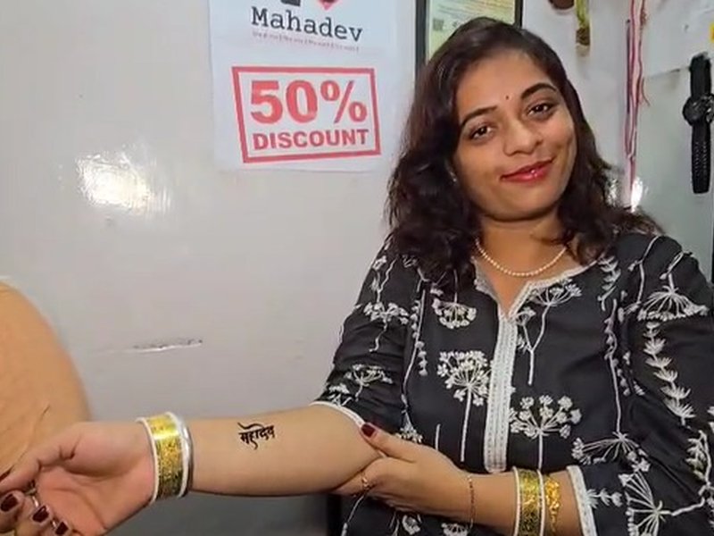 Women in Varanasi promote 'I Love Mahadev' tattoos amid rising tensions