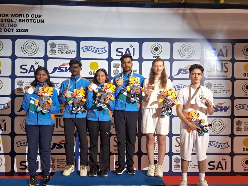 India claim air rifle mixed team gold and silver as Croatia, Czechia win trap gold in the ISSF Junior World Cup Rifle/Pistol/Shotgun in New Delhi on Tuesday. Photo credit: NRAI