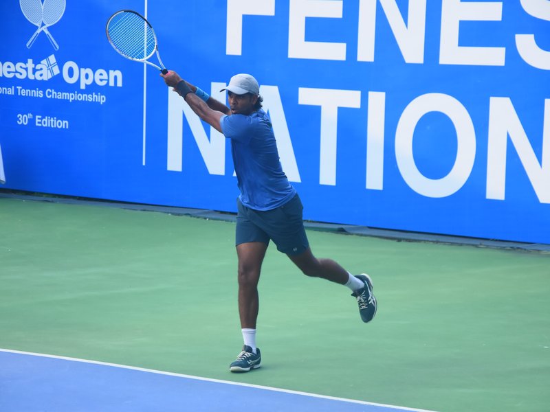 Olympian Vishnu, top seed Nitin reach third round in the 30th National Tennis Championship at the DLTA Complex in New Delhi on Wednesday. Photo credit: DLTA
