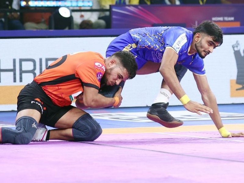 Sandeep masterclass helps U Mumba complete double over Tamil Thalaivas, move to fifth spot in Season 12 of Pro Kabaddi League (PKL) in Chennai on Wednesday. Photo credit: PKL