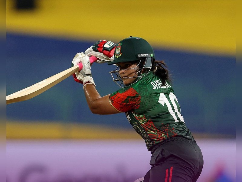 Debutant Rubya Haider's unbeaten fifty helps Bangladesh beat Pakistan by seven wickets in Match 3 of the ICC Women's ODI World Cup in Colombo on Thursday. Photo credit: ICC