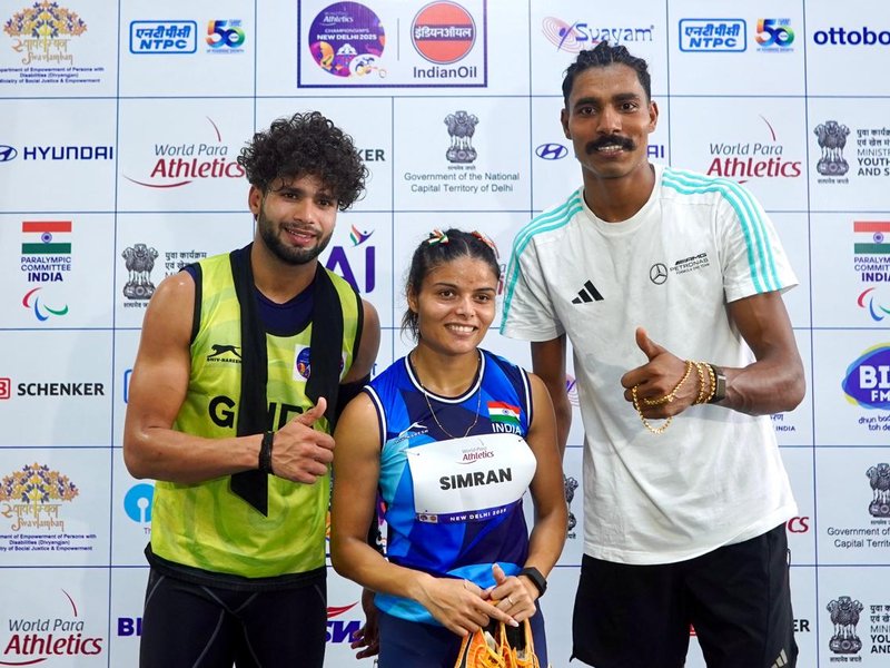 Nishad Kumar nails Asian Record in gold-winning effort; Simran storms to 100m victory in the World Para Athletics Championships in New Delhi on Friday. Photo credit: SAI