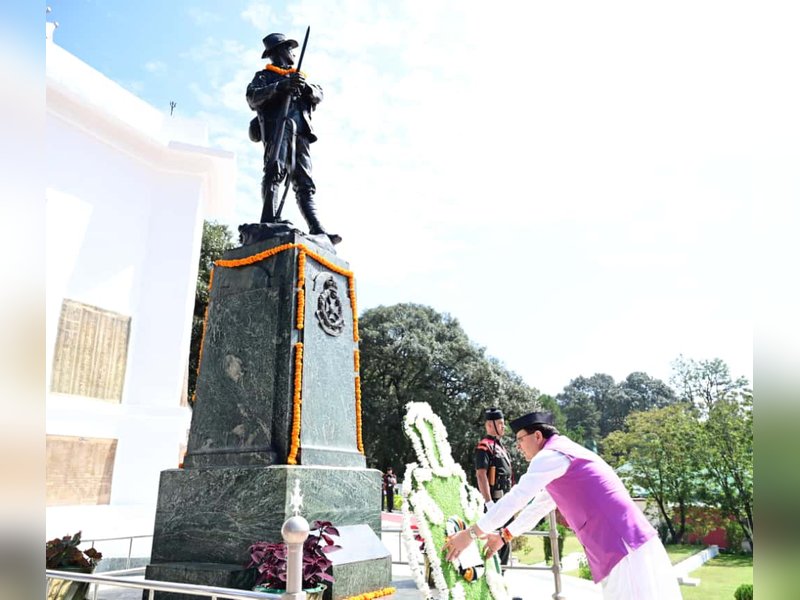 Uttarakhand CM Pushkar Dhami honours families of martyrs in Lansdowne 
