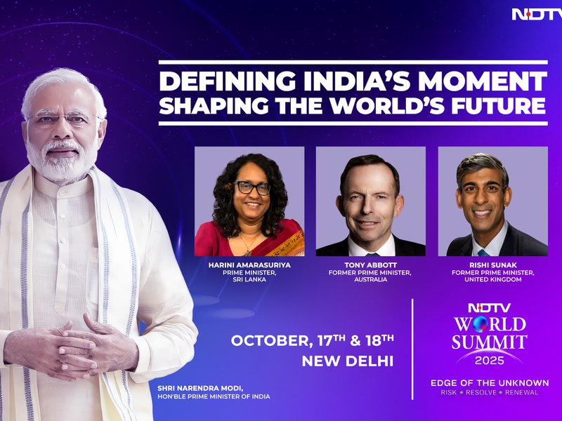 Two serving PMs, 2 ex-PMs to headline NDTV World Summit 2025: PM Modi, Sri Lankan PM Amarasuriya, Rishi Sunak, Tony Abbott to attend