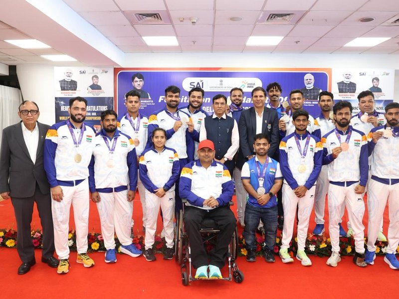 Sports minister Mansukh Mandaviya felicitates India’s para athletes after historic WPAC 2025