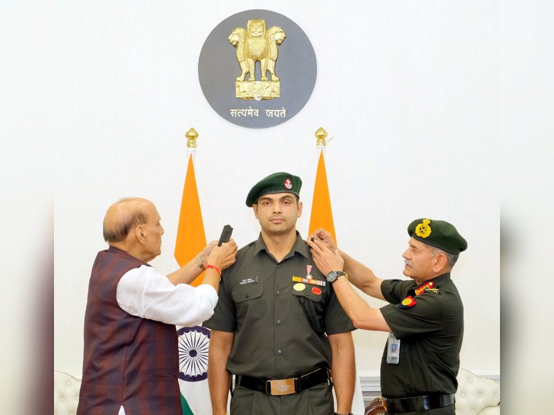 Rajnath Singh confers rank of Honorary Lieutenant Colonel to javelin star Neeraj Chopra