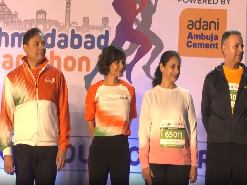 अदाणी अहमदाबाद मैराथन का हिस्सा बनीं प्रीति झंगियानी और मंदिरा बेदी, सशस्त्र बलों की बहादुरी को किया सलाम