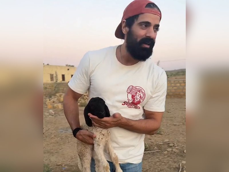 Mohit Maalik rescues lone baby sheep on highway, Raveena Tandon reacts