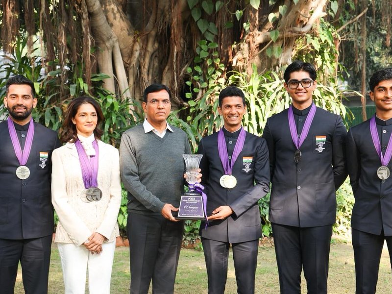 Sports Min Mandaviya felicitates Asian Equestrian medallists, reaffirms govt’s  commitment to set up a quarantine centre in a year (Credit:  @mansukhmandviya/X)