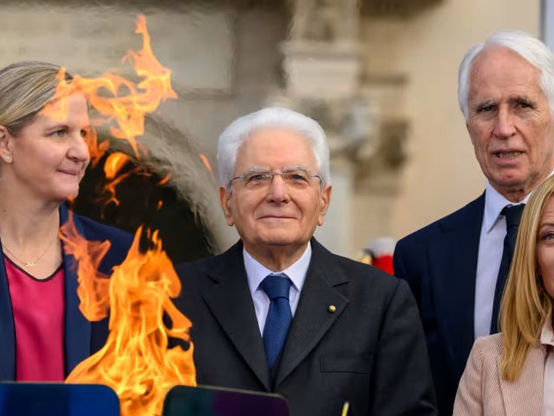 Olympic torch relay celebration cauldron for Milan-Cortina 2026 lit in Italy