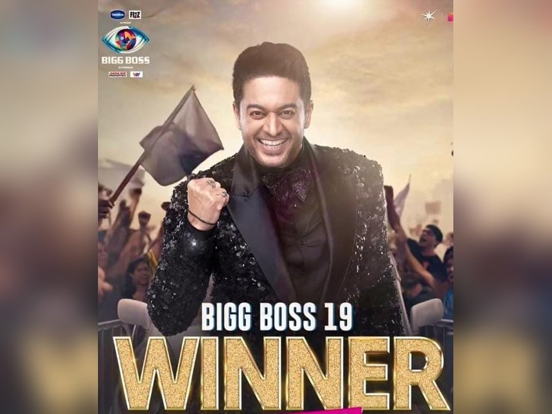Gaurav Khanna lifts the "Bigg Boss 19' trophy 
