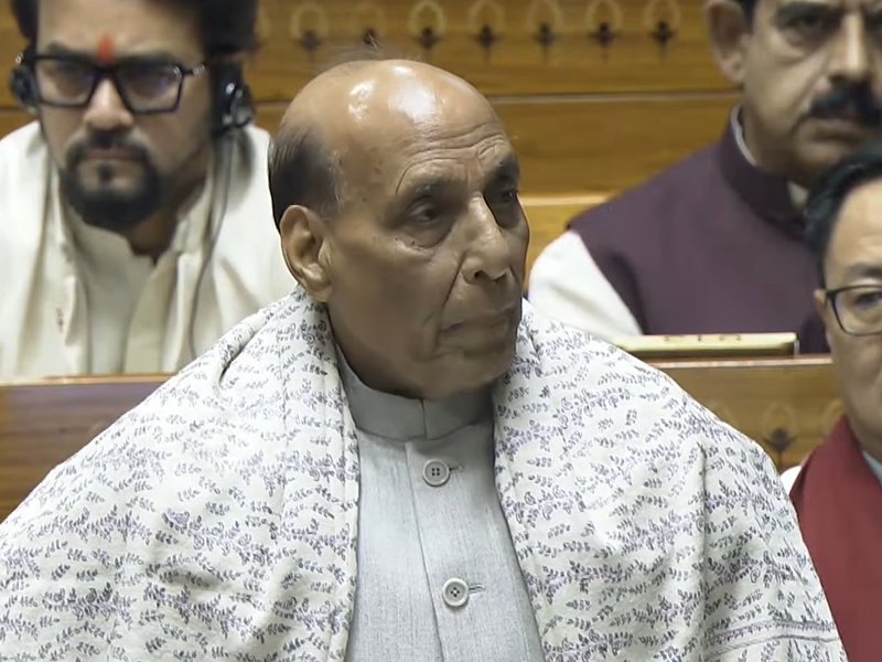 Congress appeasement damaged Vande Mataram, contributed to Partition: Rajnath Singh (Photo: Sansad TV)