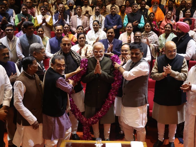 NDA Parliamentary Party meet underway; PM Modi receives warm welcome