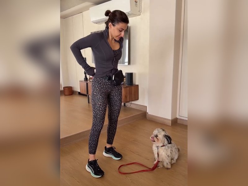 Soha Ali Khan's gym plan turns into a fun puppy chase