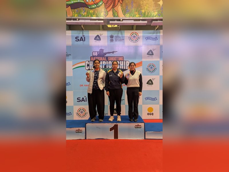 Manu Bhaker and Simranpreet Kaur Brar strike gold in women’s 25m sports pistol in the 68th National Shooting Championship Competitions (NSCC) at the Dr. Karni Singh Shooting Range in Tughlakabad near New Delhi on Monday. Photo credit: NRAI