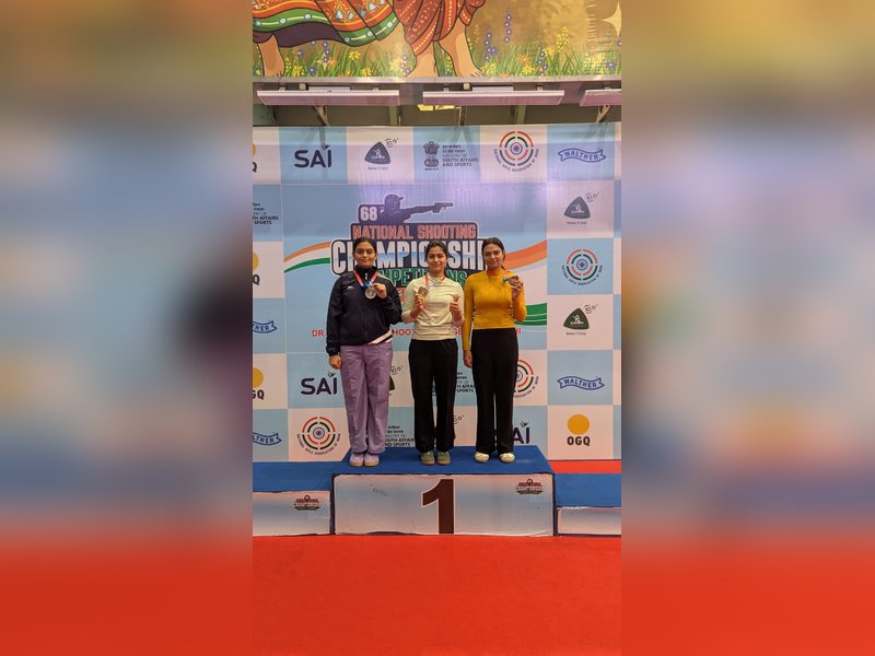Manu Bhaker and Simranpreet Kaur Brar strike gold in women’s 25m sports pistol in the 68th National Shooting Championship Competitions (NSCC) at the Dr. Karni Singh Shooting Range in Tughlakabad near New Delhi on Monday. Photo credit: NRAI