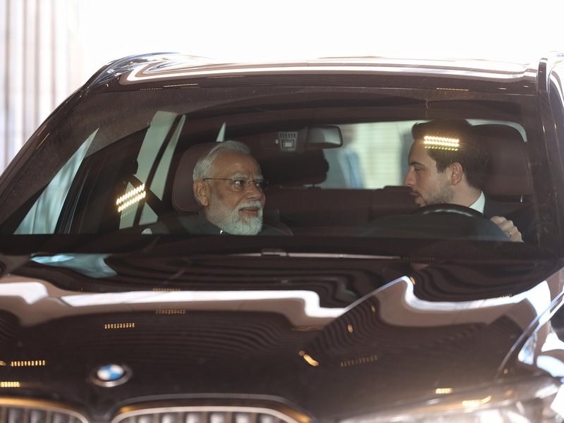 Jordan's Crown Prince Al Hussein Bin Abdullah II drives PM Modi to Jordan Museum