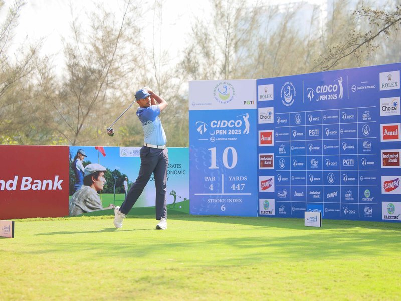 Veer Ahlawat shoots 65 for two-shot lead on day one of the CIDCO Open 2025 in Navi Mumbai on Tuesday. Photo credit: PGTI