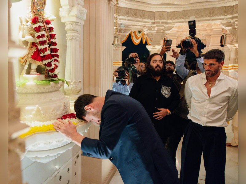 Lionel Messi experiences Indian tradition and wildlife in a visit to Vantara near Jamnagar, Gujarat, on Tuesday. 