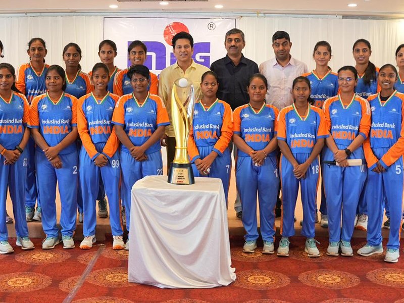 Cricket legend Sachin Tendulkar meets T20 blind women’s World Cup champions in Mumbai