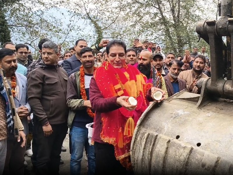 BJP MLA Shakti Raj Parihar lays foundation stone for new road in Doda (Photo: IANS)