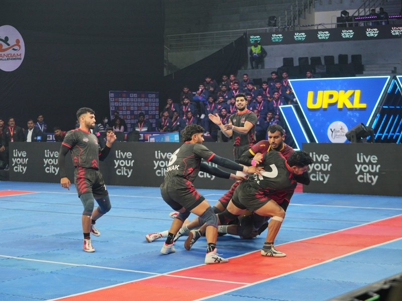 Uday Dabas leads Gazab Ghaziabad to emphatic win over Yamuna Yoddhas on Day 3 of Season 2 of Uttar Pradesh Kabaddi League (UPKL) at the Noida Indoor Stadium in Noida on Saturday. Photo credit: UPKL